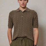 Cervo Cable Polo Knit Khaki