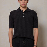 Cervo Cable Polo Knit Black